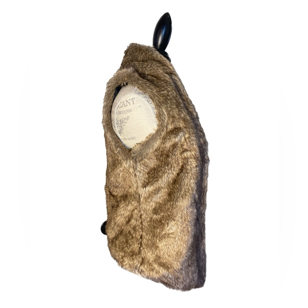 Lemon Tart Brown Faux Fur Vest Size Small - Picture 3 of 6